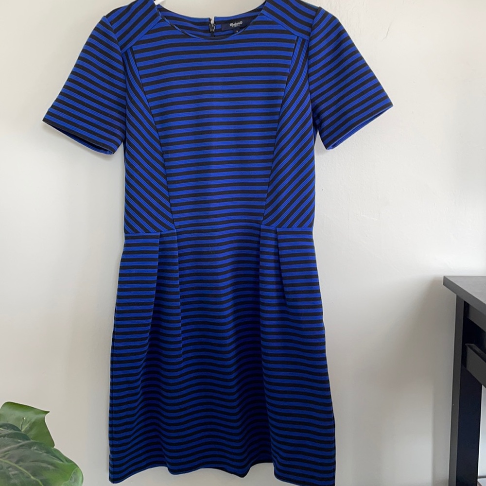 Madewell blue and black stripe dress
